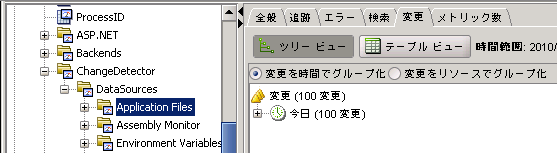 このイメージには、最近変更されたサンプル データが Investigator のツリー ビュー形式で示されています。