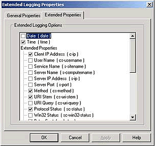 이 "확장된 로깅 옵션" 창 이미지는 메트릭 보고를 위해 플러그 인에 필요한 옵션을 나타냅니다.
