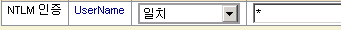 NTLM 인증의 경우 UserName이 *(와일드카드)와 일치합니다.