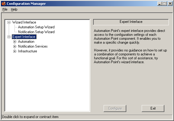 Configuration Manager Main Panel