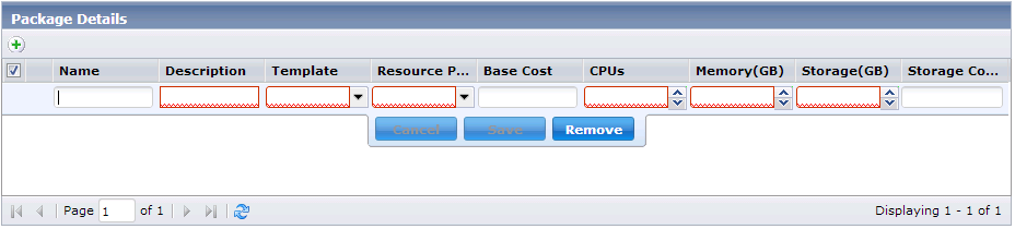 Package Details Screenshot for Service Offering Using VM Template