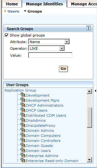 This graphic is a screenshot of the CA EEM User Groups page.