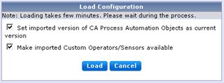 Load Configuration screen