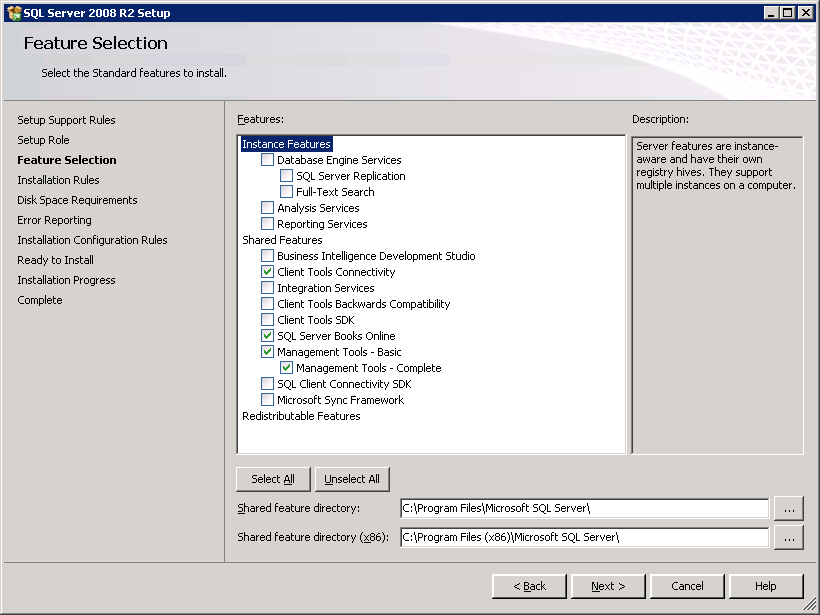 SQLFeature Selection