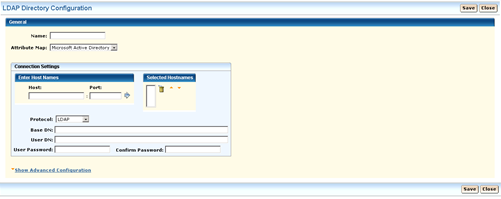 This graphic is a screenshot of the LDAP Directory Configuration page.