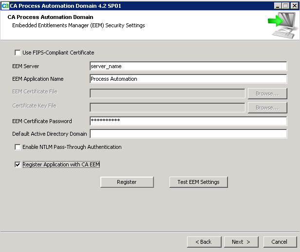 EEM Security Settings before Register