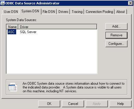 CA Business Intelligence ODBC System DSN