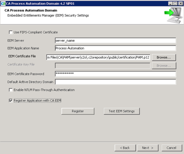 EEM Security Settings after Register