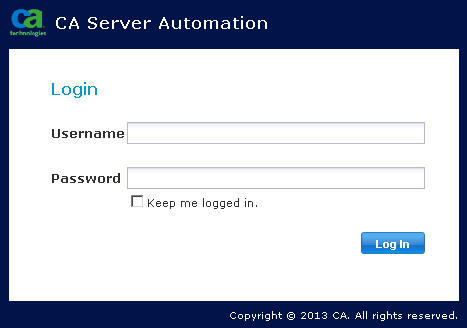 CA Server Automation Login Page