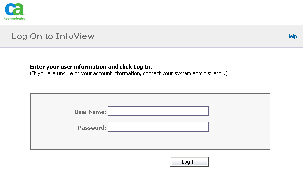 InfoView Log on page
