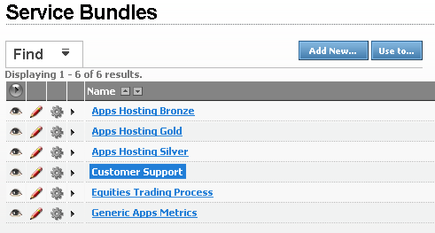 Service Bundles page