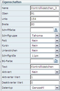 Eigenschaften "CheckBox"