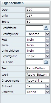 Eigenschaften "RadioButton"