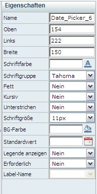 Eigenschaften "DateTimePicker"
