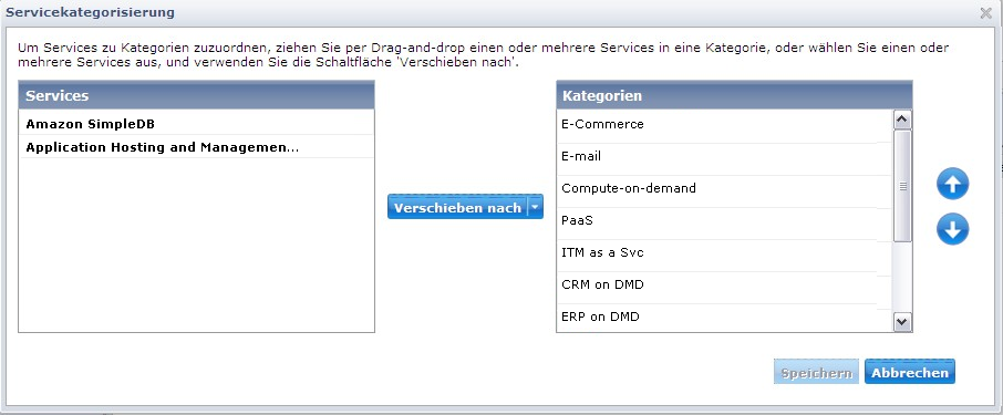 Dialogfeld "Servicekategorisierung"