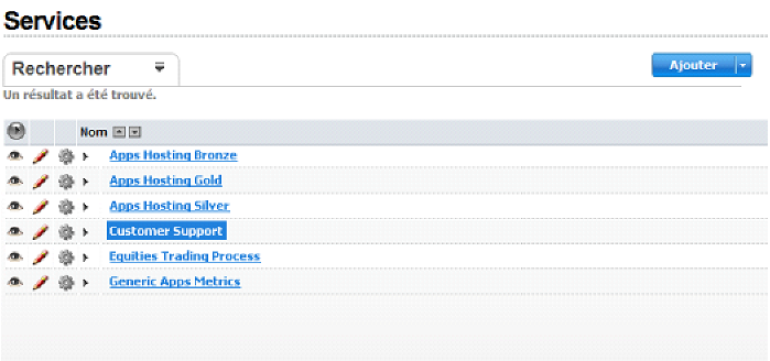 Page Définitions de service