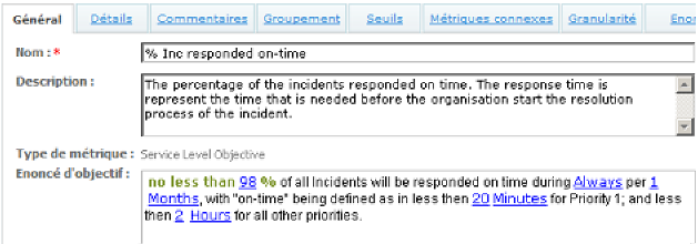Description des définitions de service
