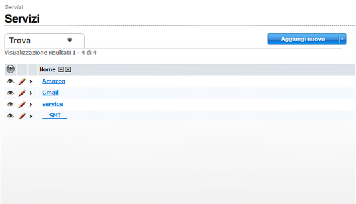 Pagina Service Bundles (Pacchetti di servizi)