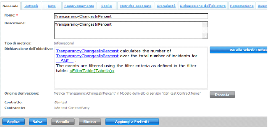 Descrizione Definizione del servizio