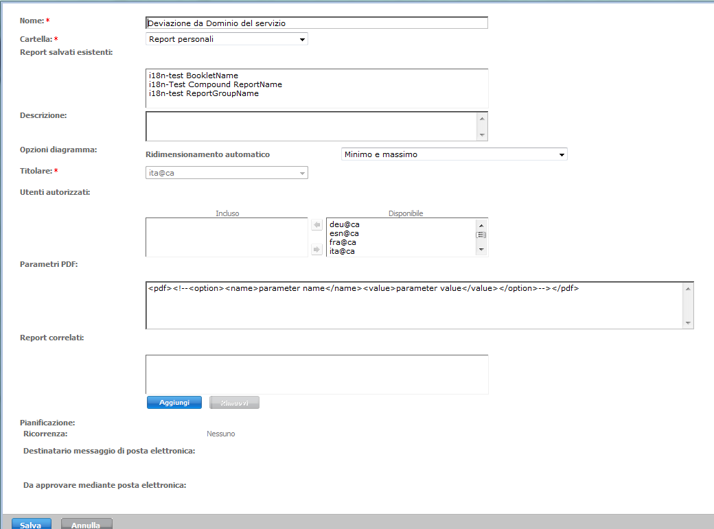 Aggiungi a cartella dei report