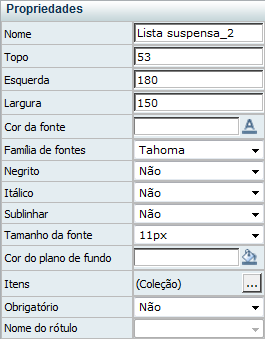 Propriedades DropDownList