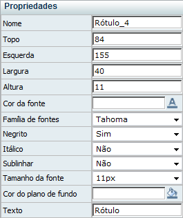Propriedades de rótulo