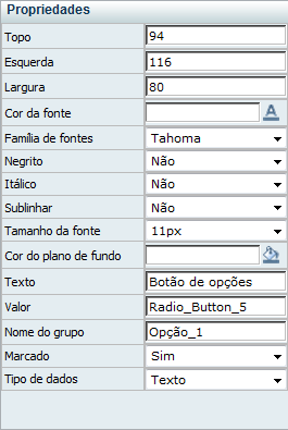 Propriedades RadioButton