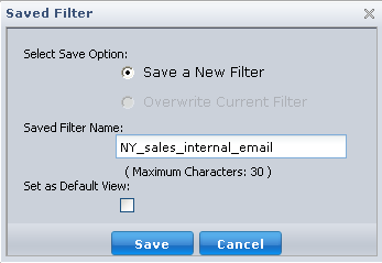 Salvar filtro de serviço
