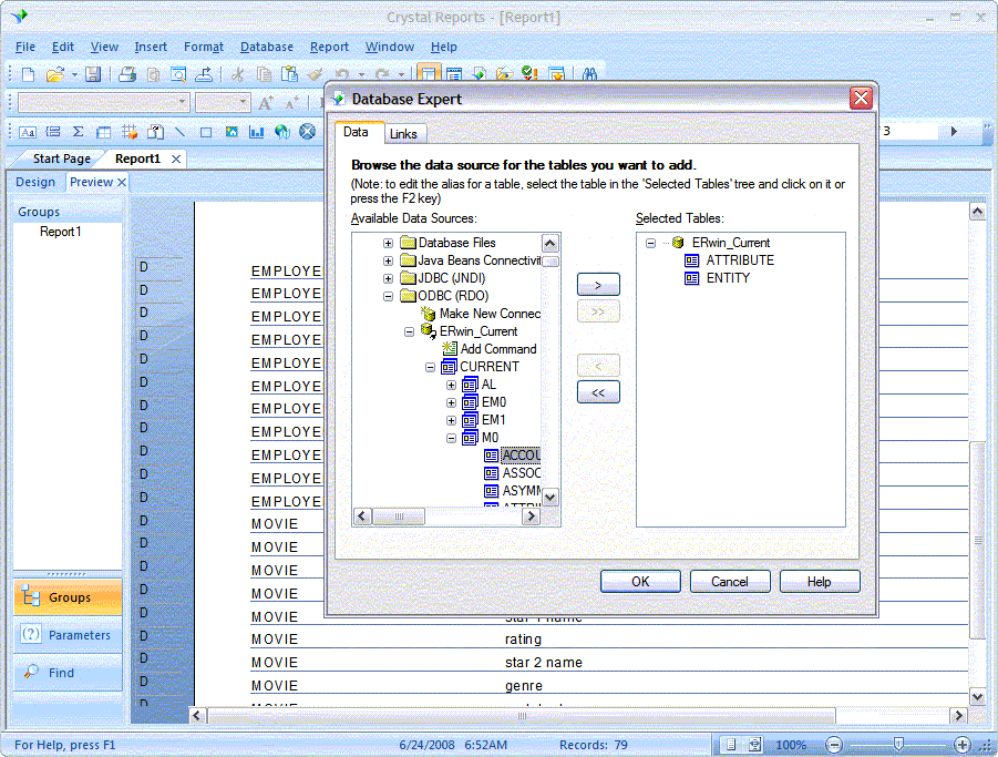 ODBC Crystal Reports Example