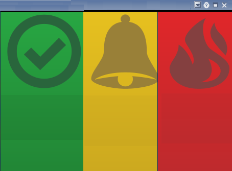 The colors and icons that indicate the health state of your policies in the Policy Status Light module.