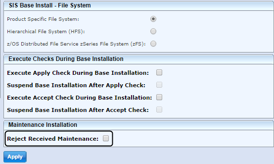This picture shows the maintenance rejecting option on the Settings tab.