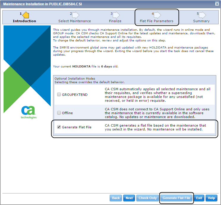 This picture shows the first step of the maintenance wizard.