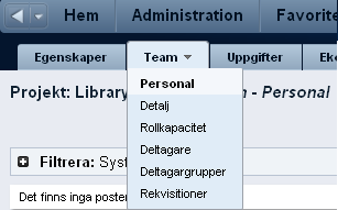 Bilden visar en öppen flikmeny.