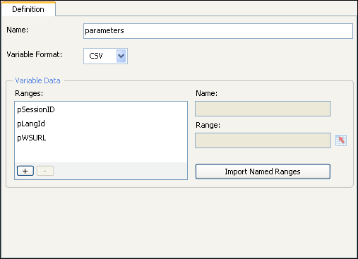 Shows the flash variables in the example.