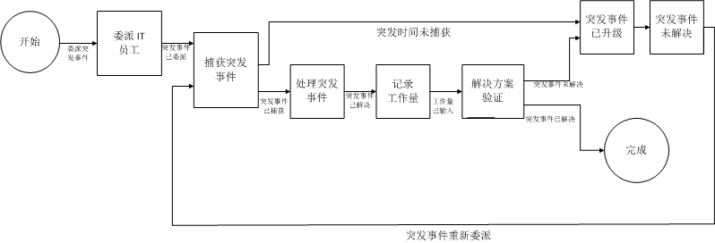 委派突发事件过程流程图显示过程中的步骤。