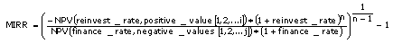 该公式显示如何计算 MIRR