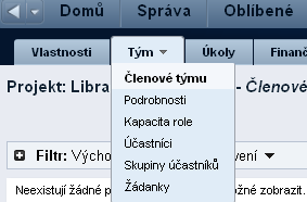 Obrázek znázorňuje otevřenou nabídku karty.