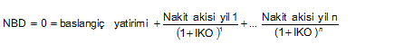 Bu formül İKO'nun nasıl hesaplanacağını gösterir