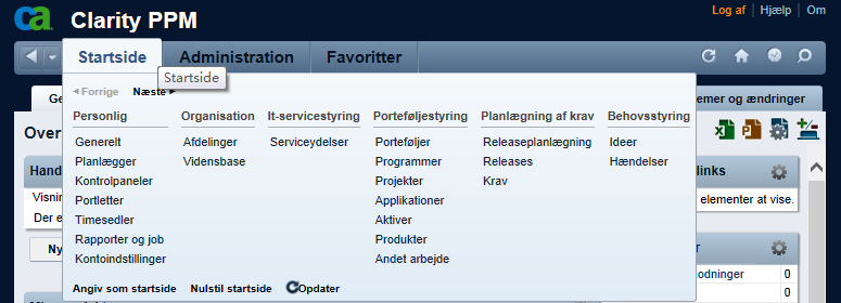 Denne grafik viser hovedmenuen i udvidet tilstand.