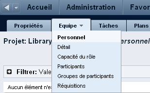 Cette illustration présente un menu à onglets ouvert.