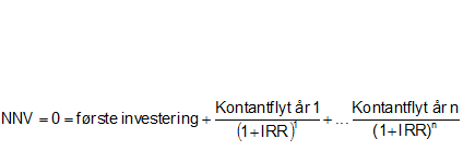 Denne formelen viser hvordan du beregner IRR