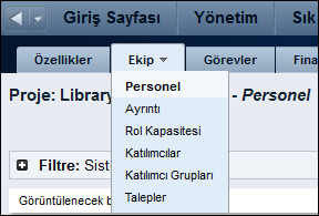 Şekilde, açık sekme menüsü gösterilmektedir.