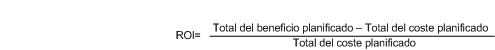 Esta fórmula muestra cómo calcular ROI