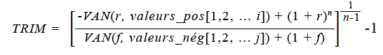 Cette formule permet de calculer le TRIM.