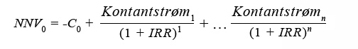Denne formelen viser hvordan du beregner IRR