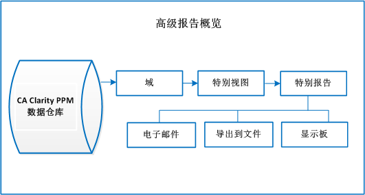 此图显示“高级报告“的组件和输出