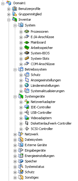 Screenshot des Hardware-Inventars bei Verwendung des Asset-Inventarmoduls