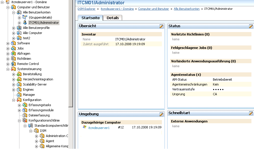 Screenshot, der den Ursprung und die Vertrauensstufe eines Benutzers anzeigt
