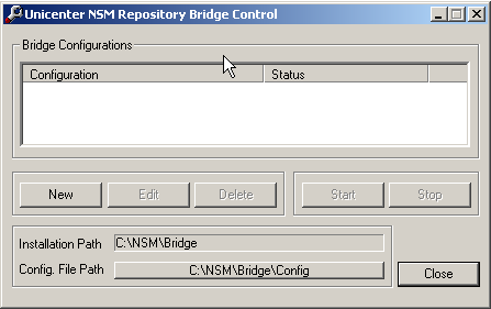 Bridge Control dialog