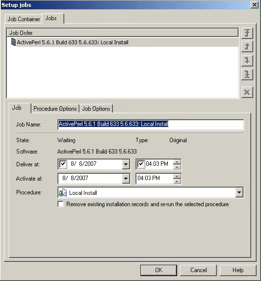 Screenshot showing the dialog for creating job containers when setting up jobs